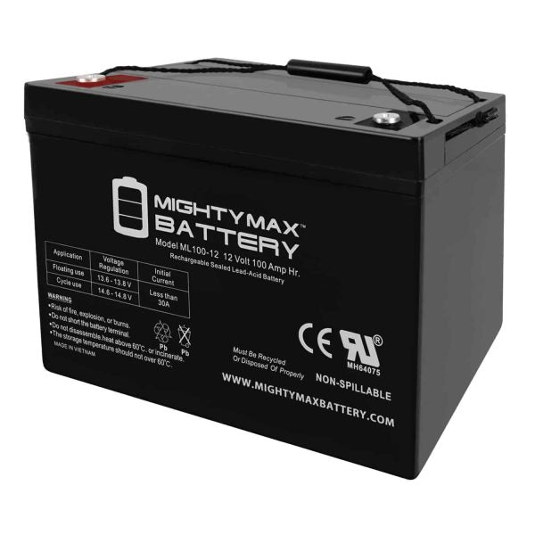 12V 100Ah SLA AGM Battery Replacement, Rechargeable Sealed Lead Acid Battery for Sump Pump and Backup Power