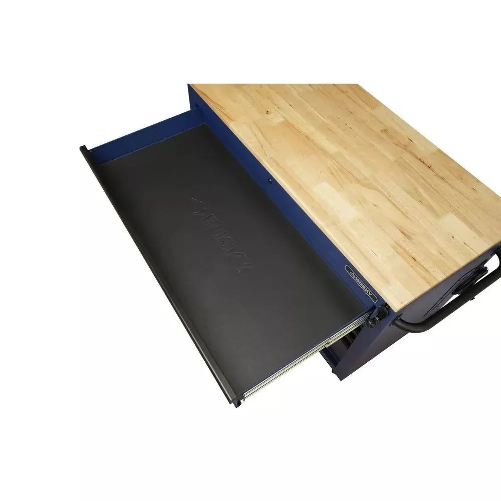 52-Inch 9-Drawer Mobile Workbench with Adjustable Height Wood Top, Heavy Duty Rolling Tool Cabinet