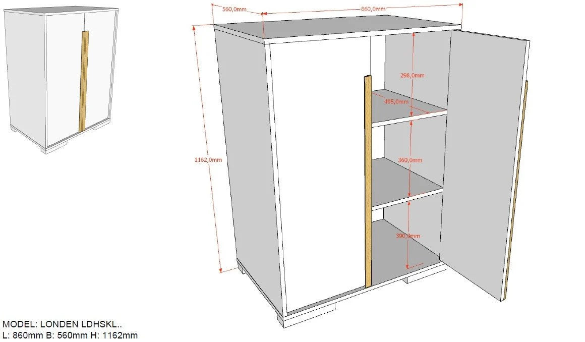 Armoire enfant anthracite 2 portes en bois massif avec étagères