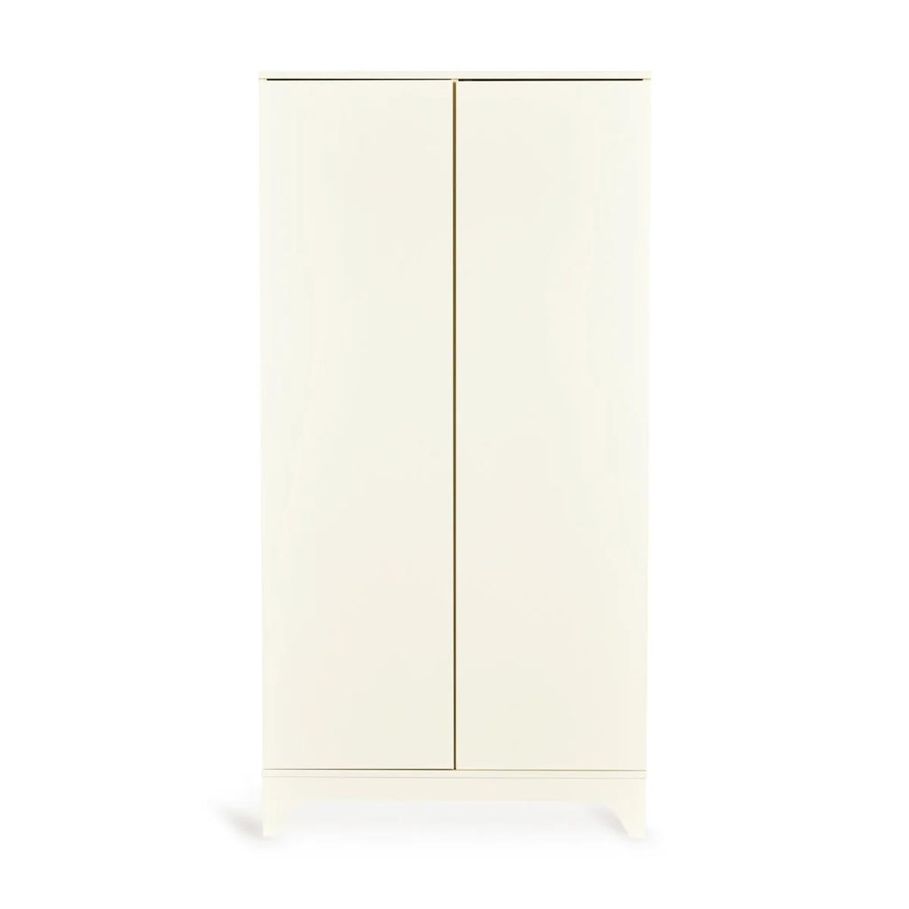 Armoire enfant beige 2 portes avec penderies et étagères réglables