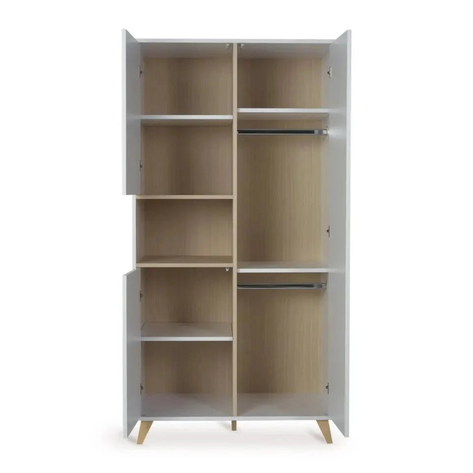 Armoire enfant blanche 3 portes avec étagères réglables et penderies