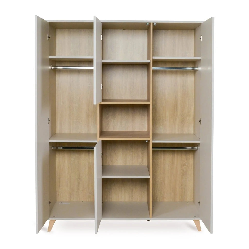 Armoire enfant argile 4 portes avec 8 étagères et 4 penderies