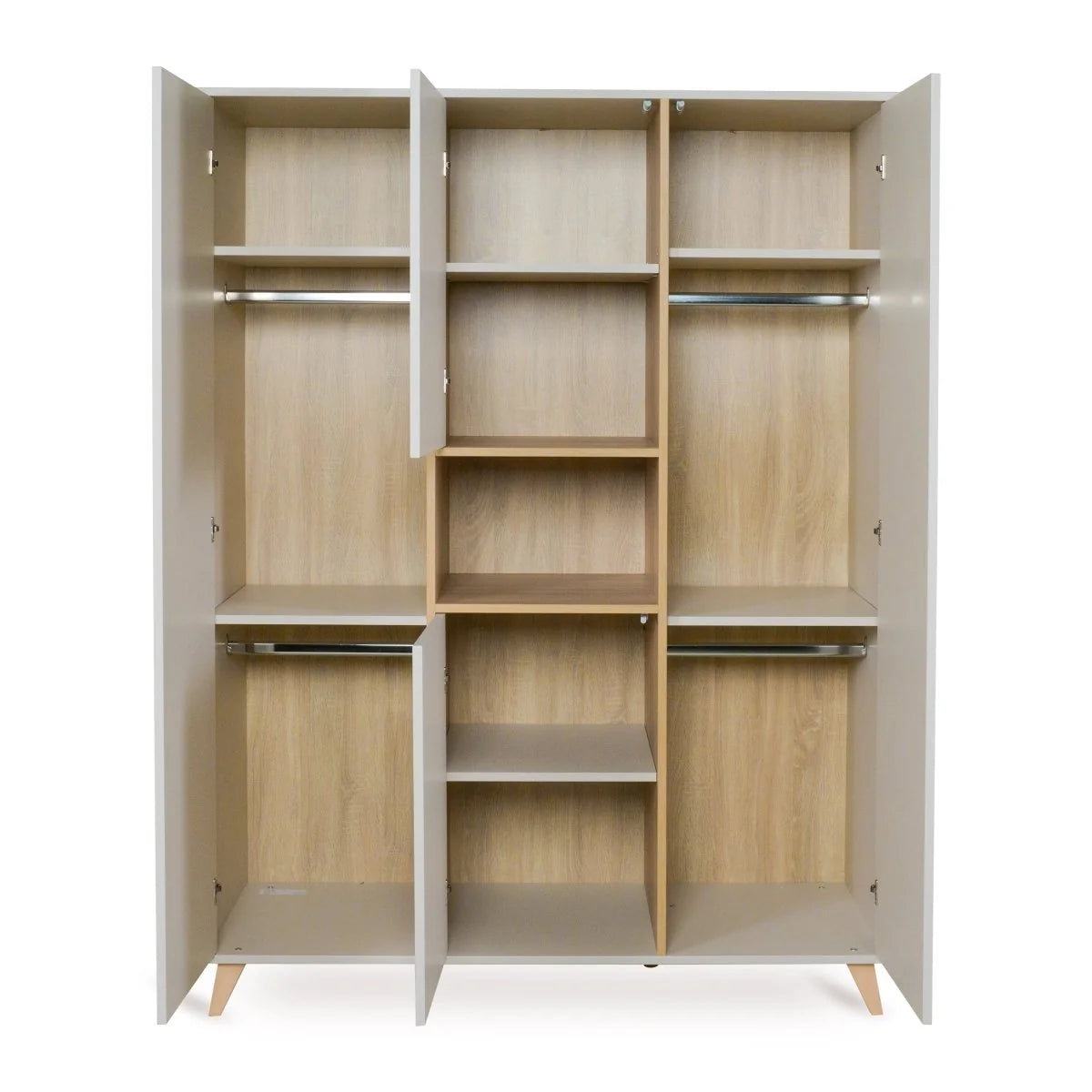 Armoire enfant argile 4 portes avec 8 étagères et 4 penderies