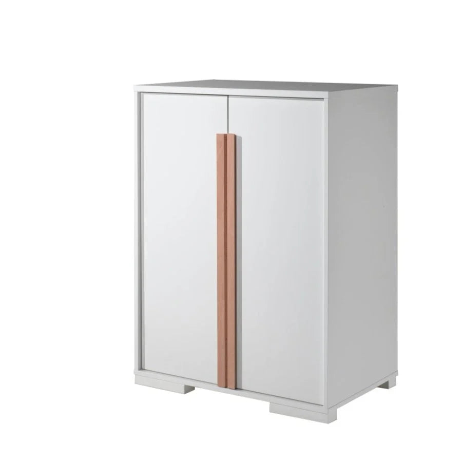 Armoire enfant blanche 2 portes en bois massif avec étagères