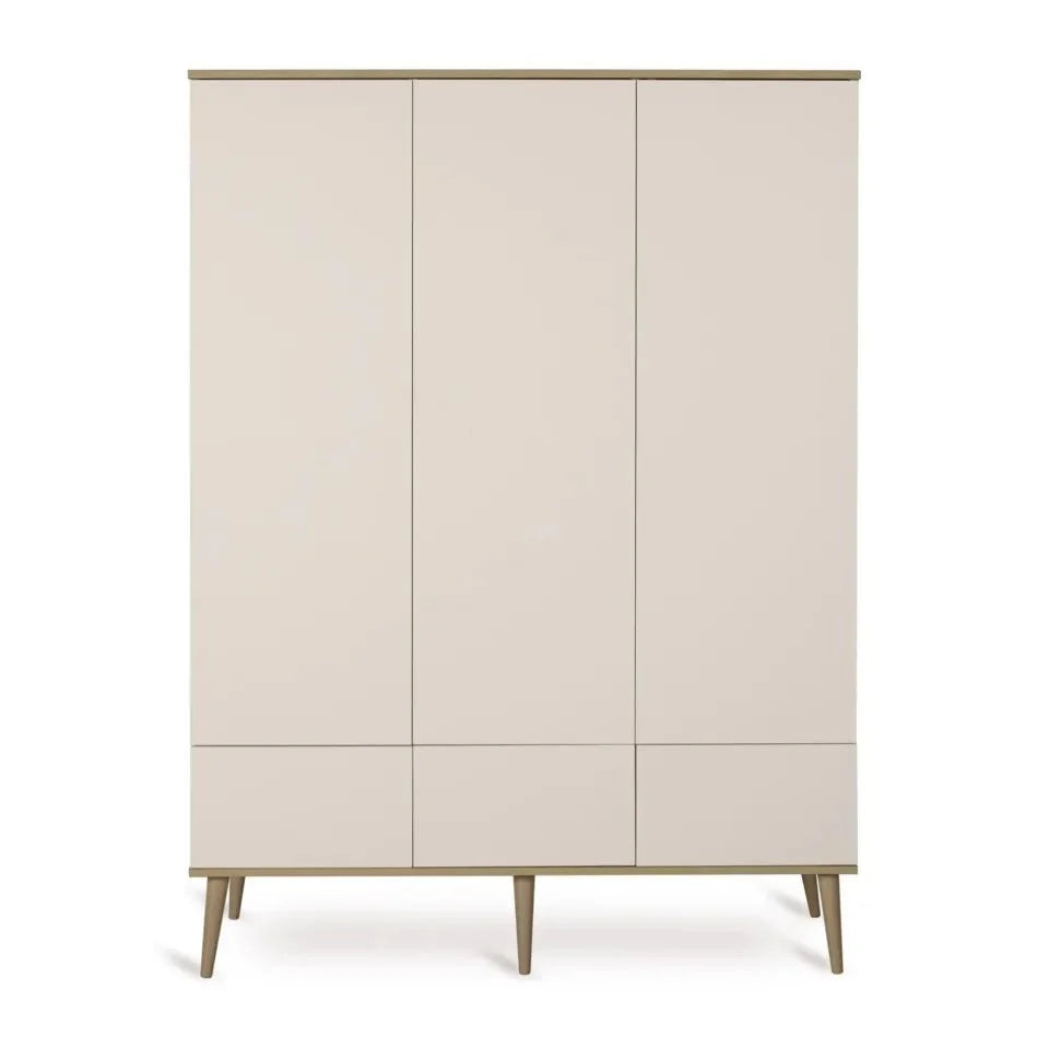 Armoire enfant argile 3 portes avec 3 tiroirs et 2 penderies