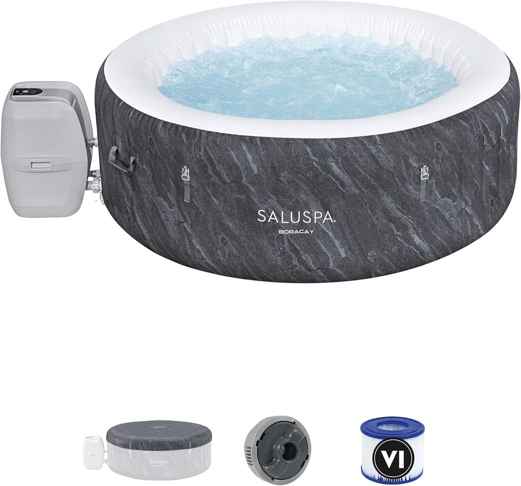 2-4 Person Inflatable Hot Tub Spa - Portable Outdoor Jacuzzi with 120 AirJets and EnergySense Cover