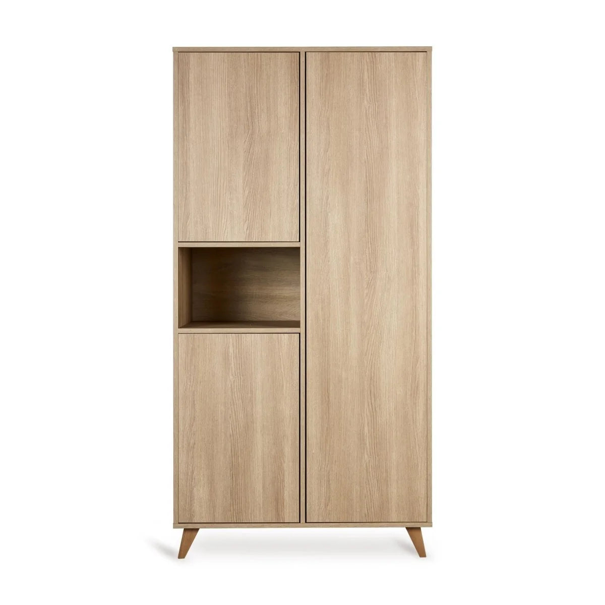 Armoire enfant frêne miel 3 portes avec penderies et étagères réglables