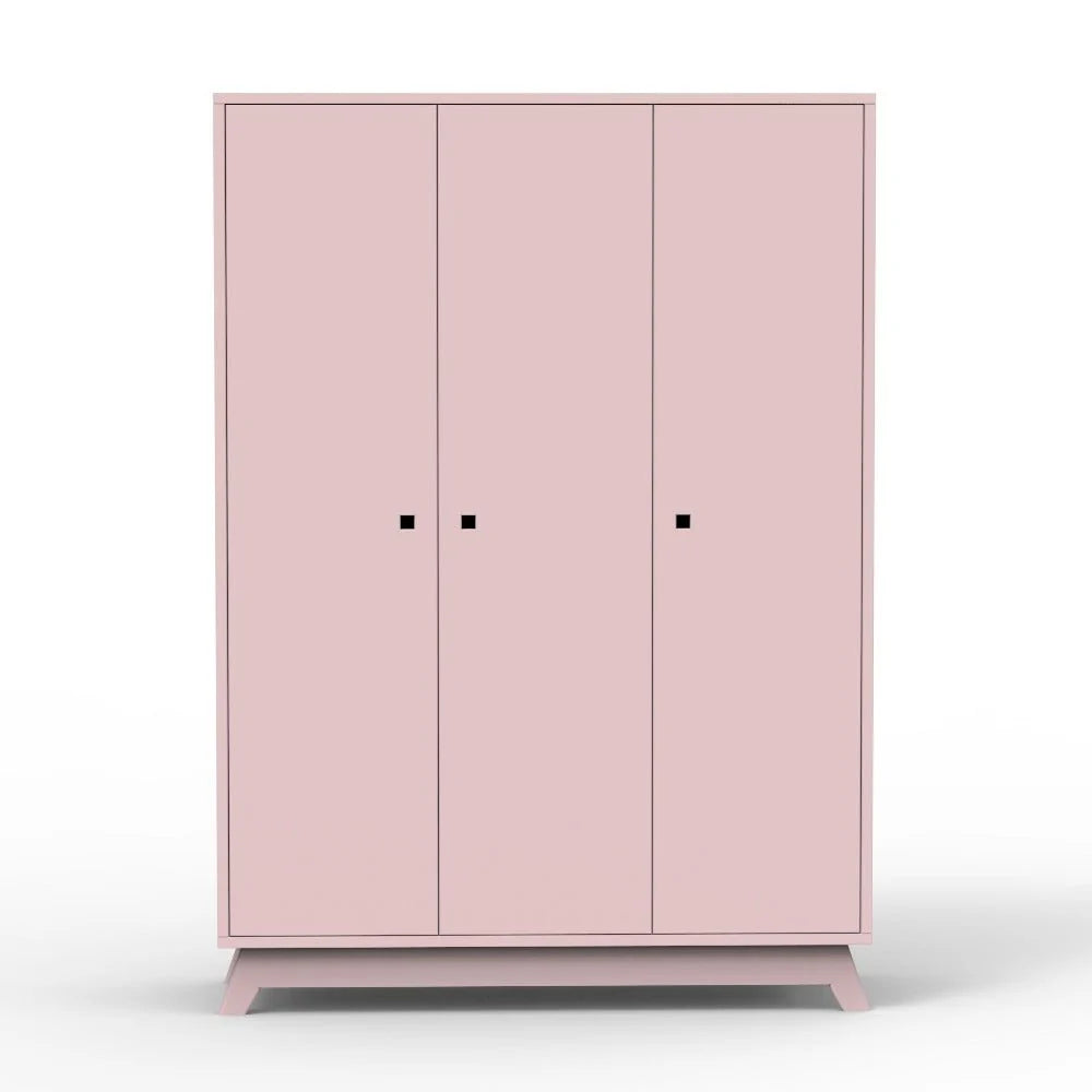Armoire enfant 3 portes avec 2 penderies et 8 étagères réglables