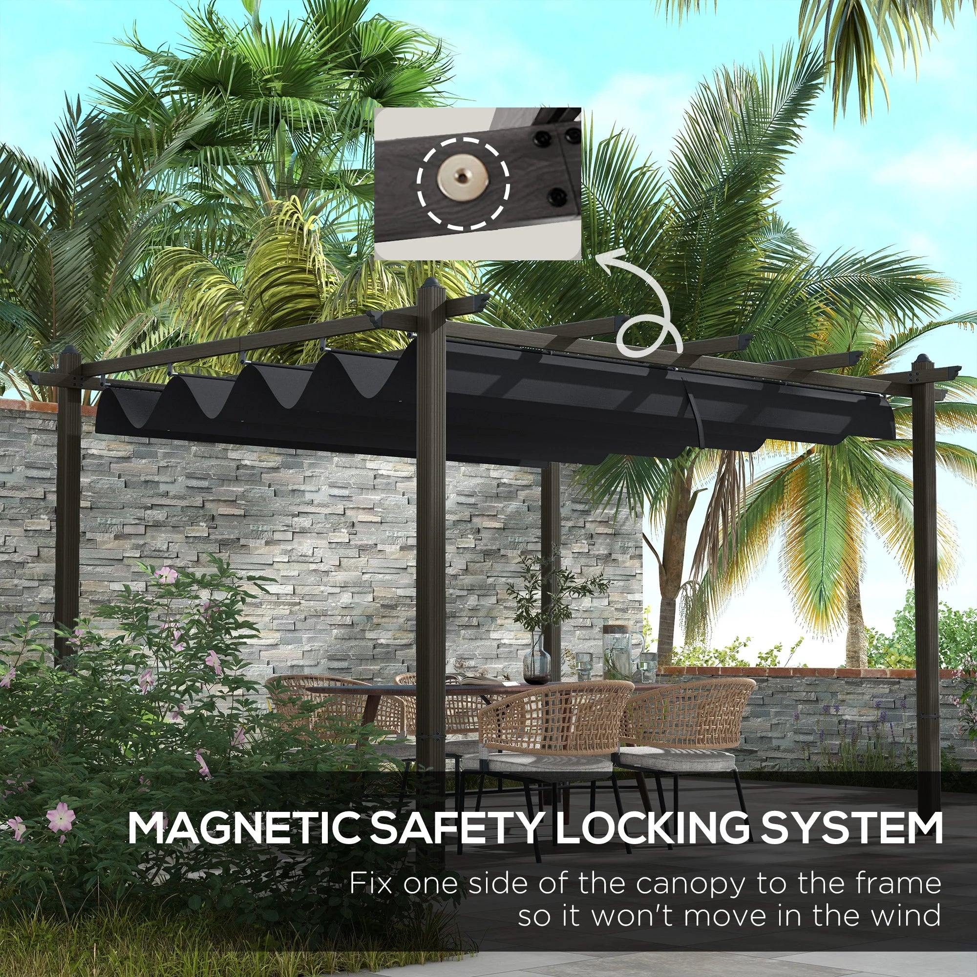 Outsunny 10' x 10' x 88.25" Cream White Aluminum Pergola, Retractable Canopy and Water-Resistant