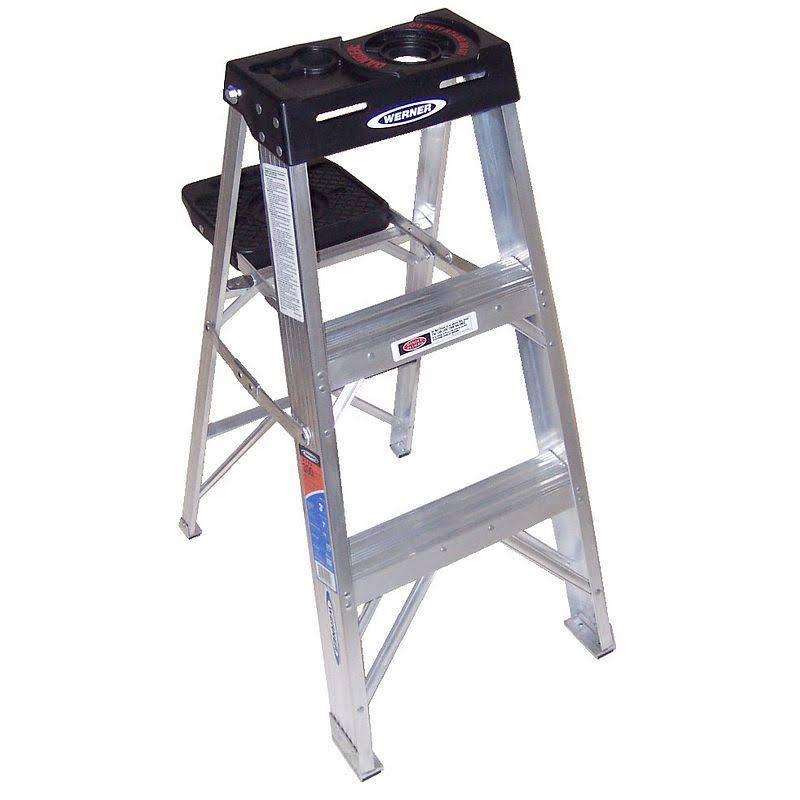 3 ft Aluminum Step Ladder - 300 lb Capacity Folding Stepladder