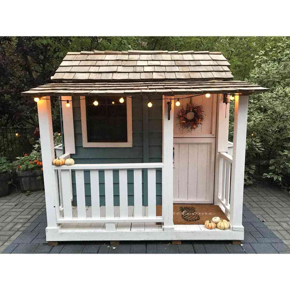 Little Squirt 6x6 ft Cedar Wooden Playhouse for Kids, Outdoor Backyard Playhouse with Dutch Door, Screened Windows & Floor Included