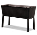 31.7 Gallon Raised Garden Bed Planter - Resin Wicker Elevated Planter with Water Indicator