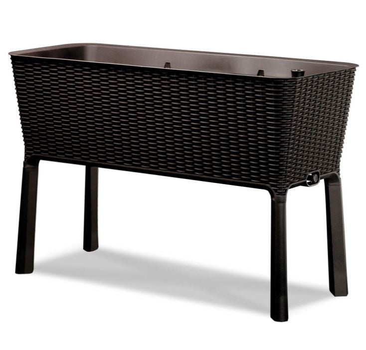 31.7 Gallon Raised Garden Bed Planter - Resin Wicker Elevated Planter with Water Indicator