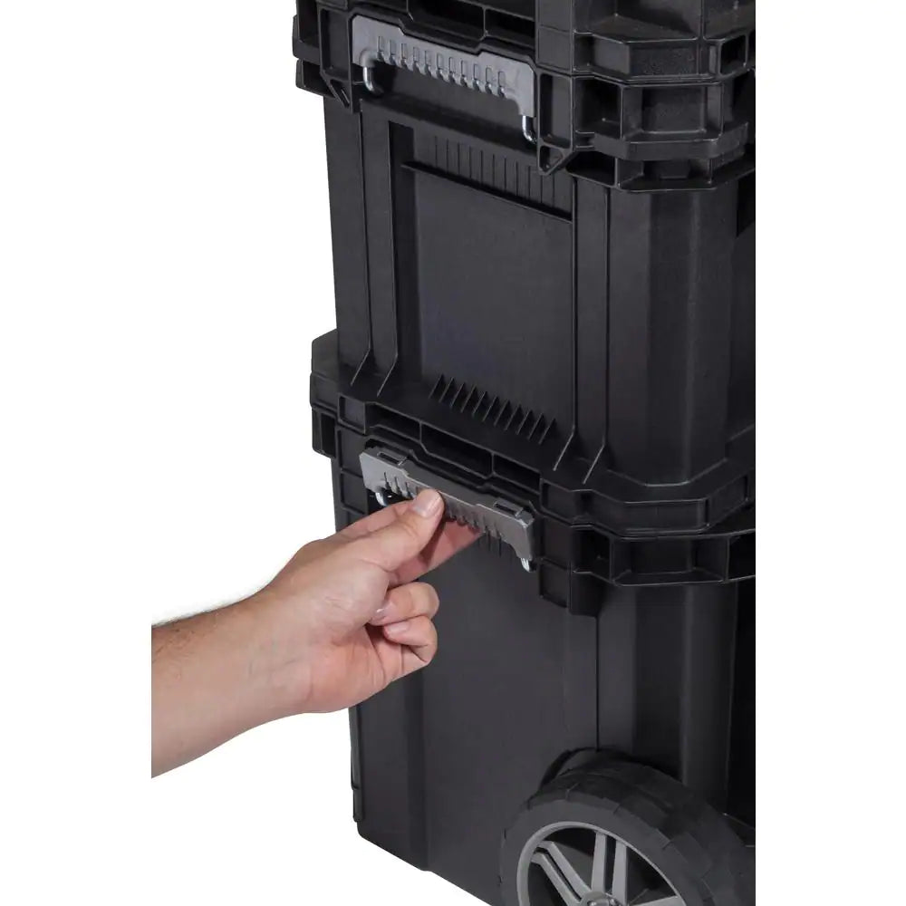 22-Inch Modular Rolling Tool Box System - 3-Piece Mobile Tool Cart with Toolbox & 12-Bin Organizer
