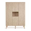 Armoire enfant chêne naturel 4 portes avec 7 étagères et 4 penderies