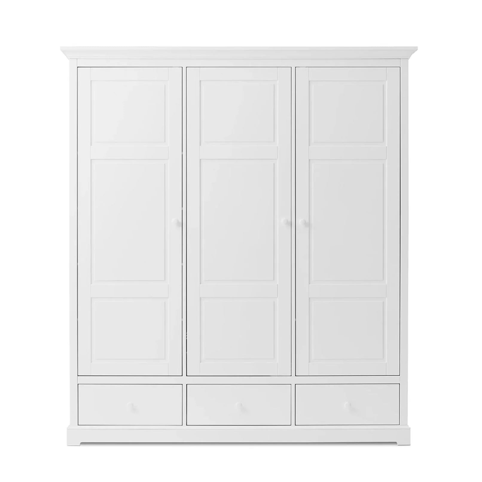 Armoire 3 portes avec penderie, tiroirs et étagères ajustables