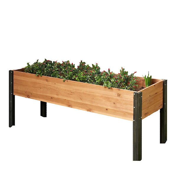 70 Inch Elevated Wooden Raised Garden Bed Planter Box - Outdoor Vegetable & Flower Gardening Bed