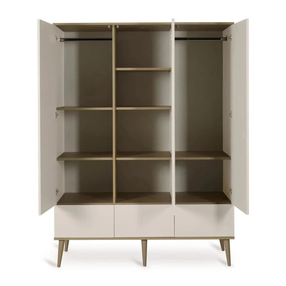 Armoire enfant argile 3 portes avec 3 tiroirs et 2 penderies