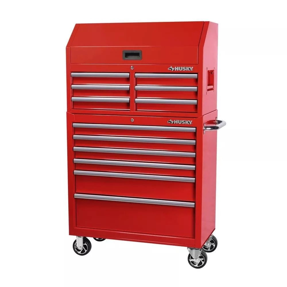 36 Inch 12 Drawer Tool Chest and Cabinet Combo - Rolling Steel Tool Storage Cabinet with Power Strip