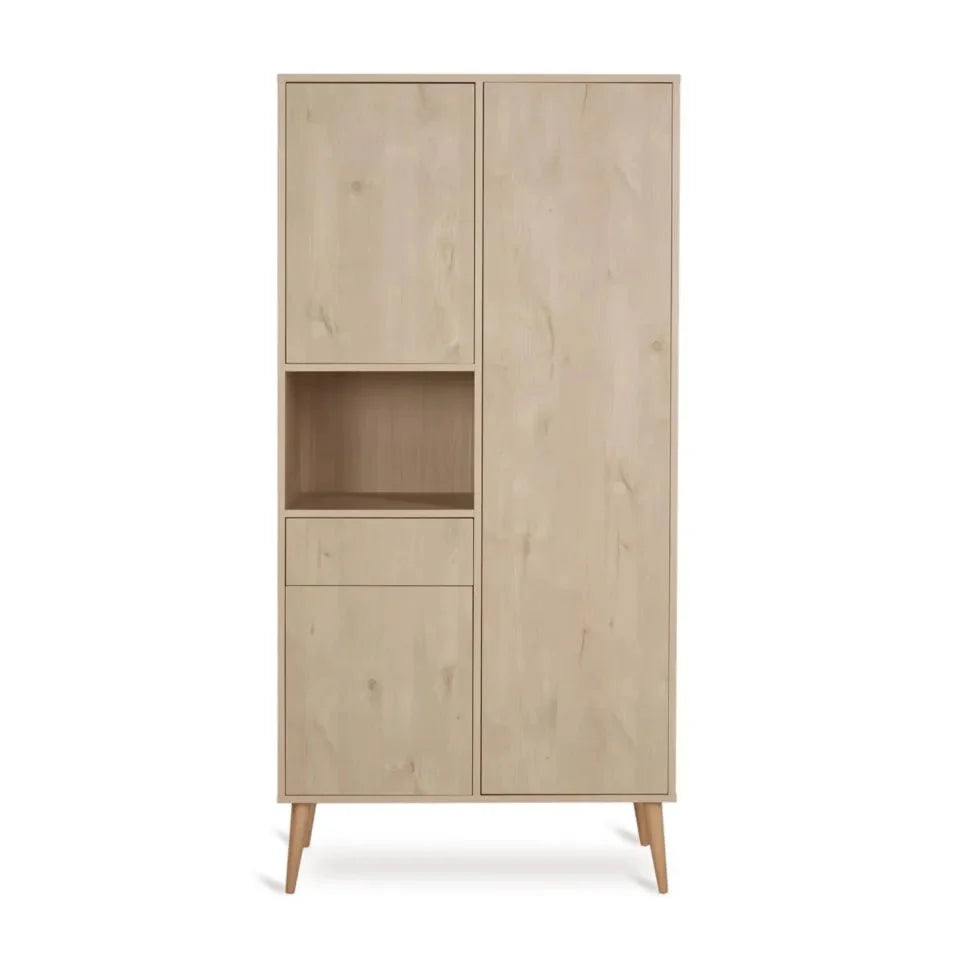 Armoire enfant chêne naturel 3 portes avec tiroir push et penderie