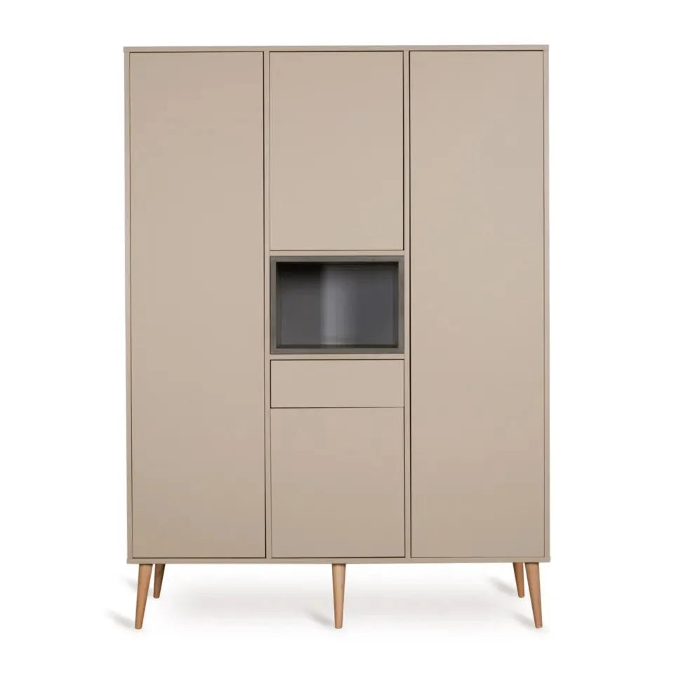 Armoire enfant latte 4 portes avec 7 étagères et 4 penderies