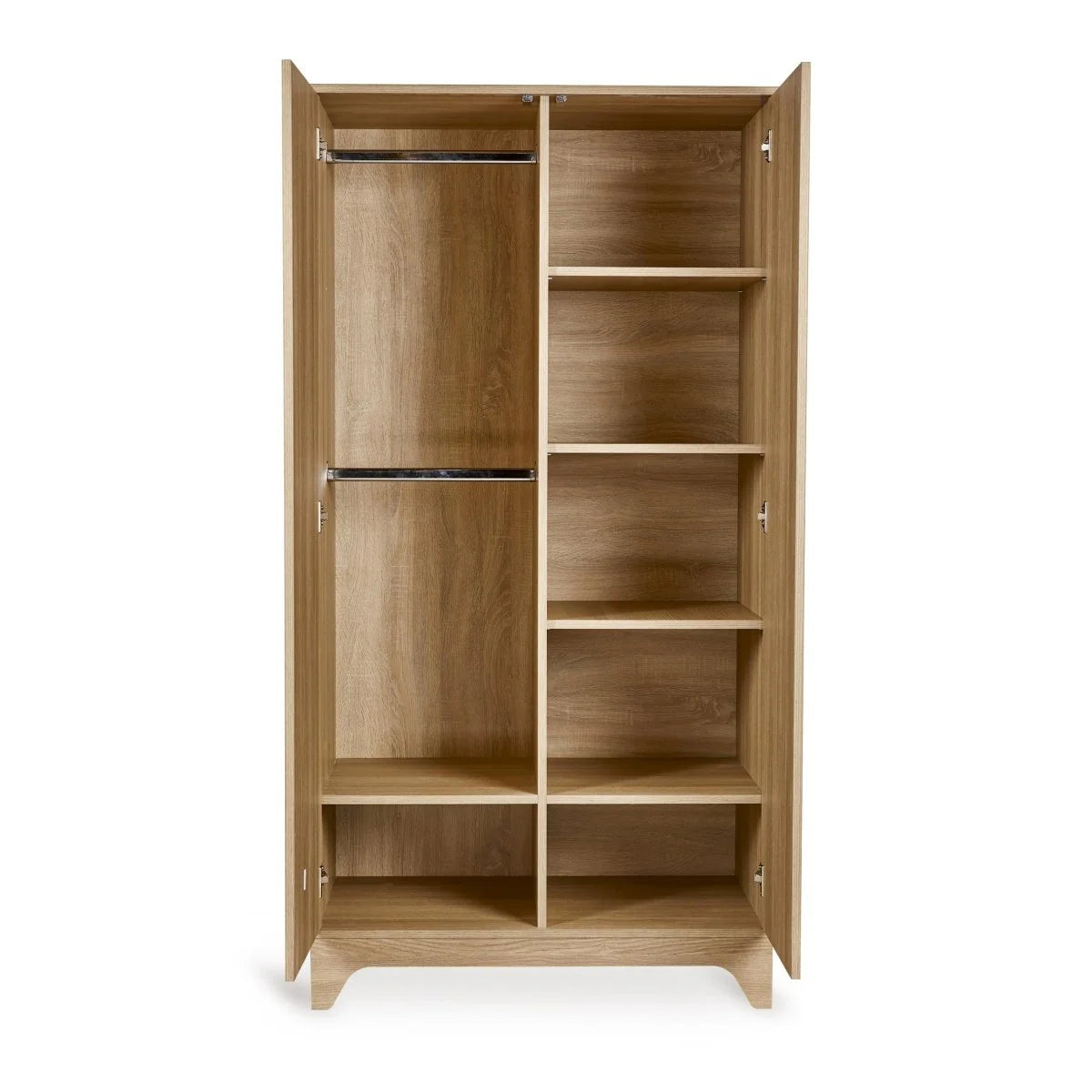 Armoire enfant frêne miel 2 portes avec penderies et étagères réglables