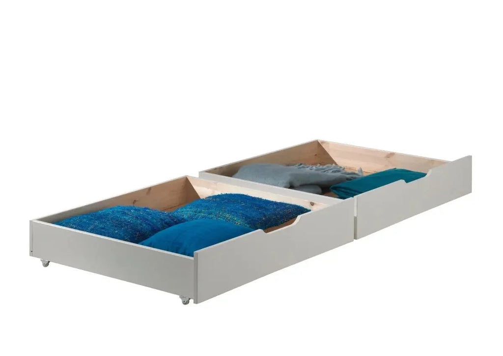 Lit superposé enfant blanc 90x200 cm SCOTT en pin massif avec sommier inclus