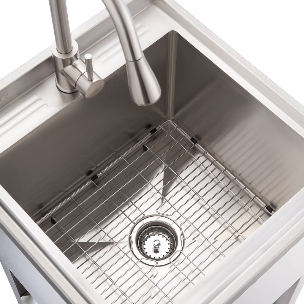 TRINITY 18' x 16' x 13' Stainless Steel Utility Sink with Pull-out Faucet