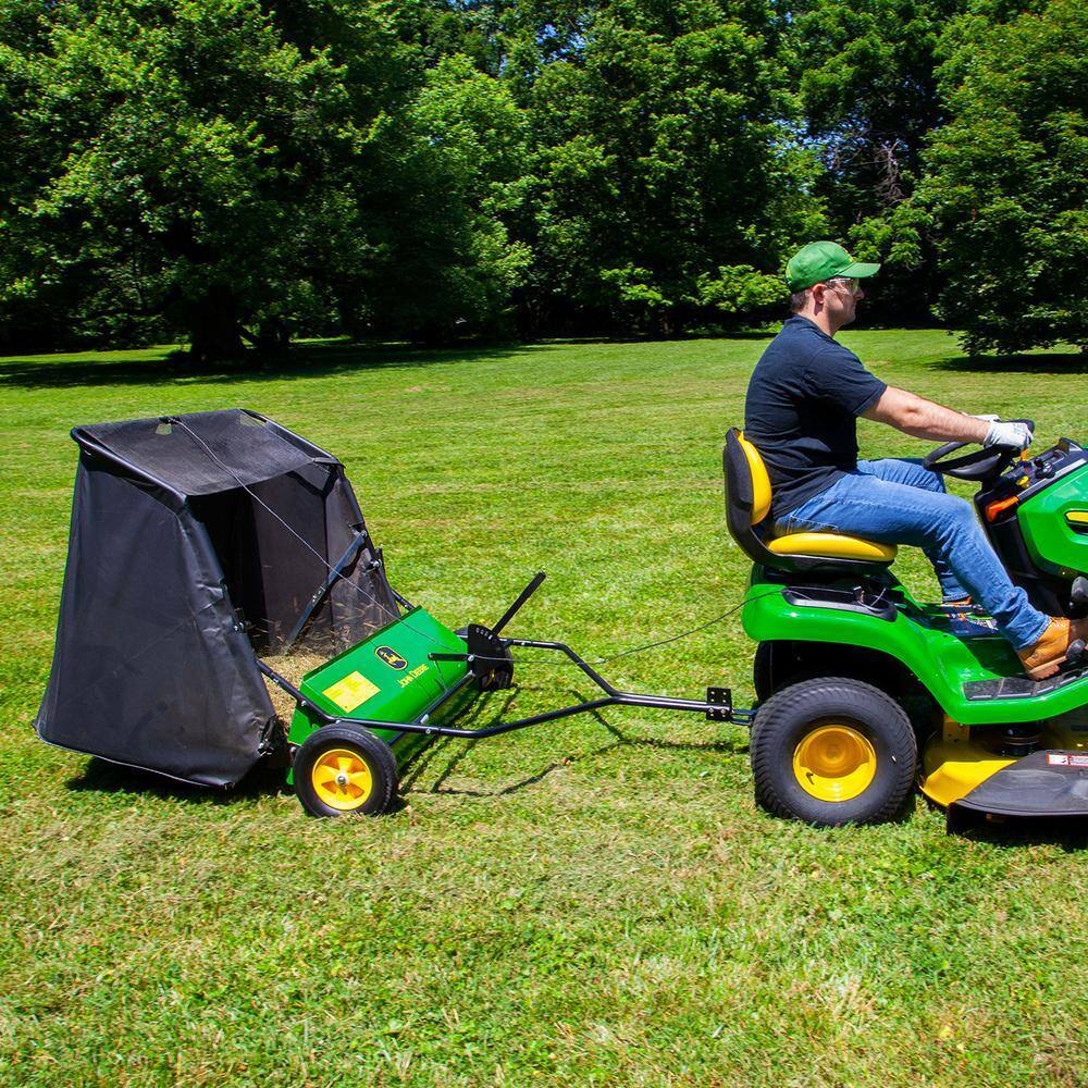 42-Inch Tow-Behind Lawn Sweeper with 24 Cu. Ft. Hopper, Adjustable Brushes for Lawn Mowers & Tractors
