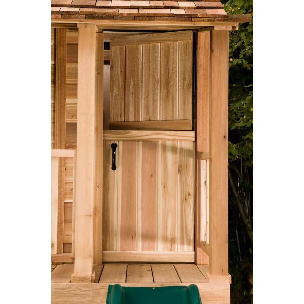 Little Squirt 6x6 ft Cedar Wooden Playhouse for Kids, Outdoor Backyard Playhouse with Dutch Door, Screened Windows & Floor Included