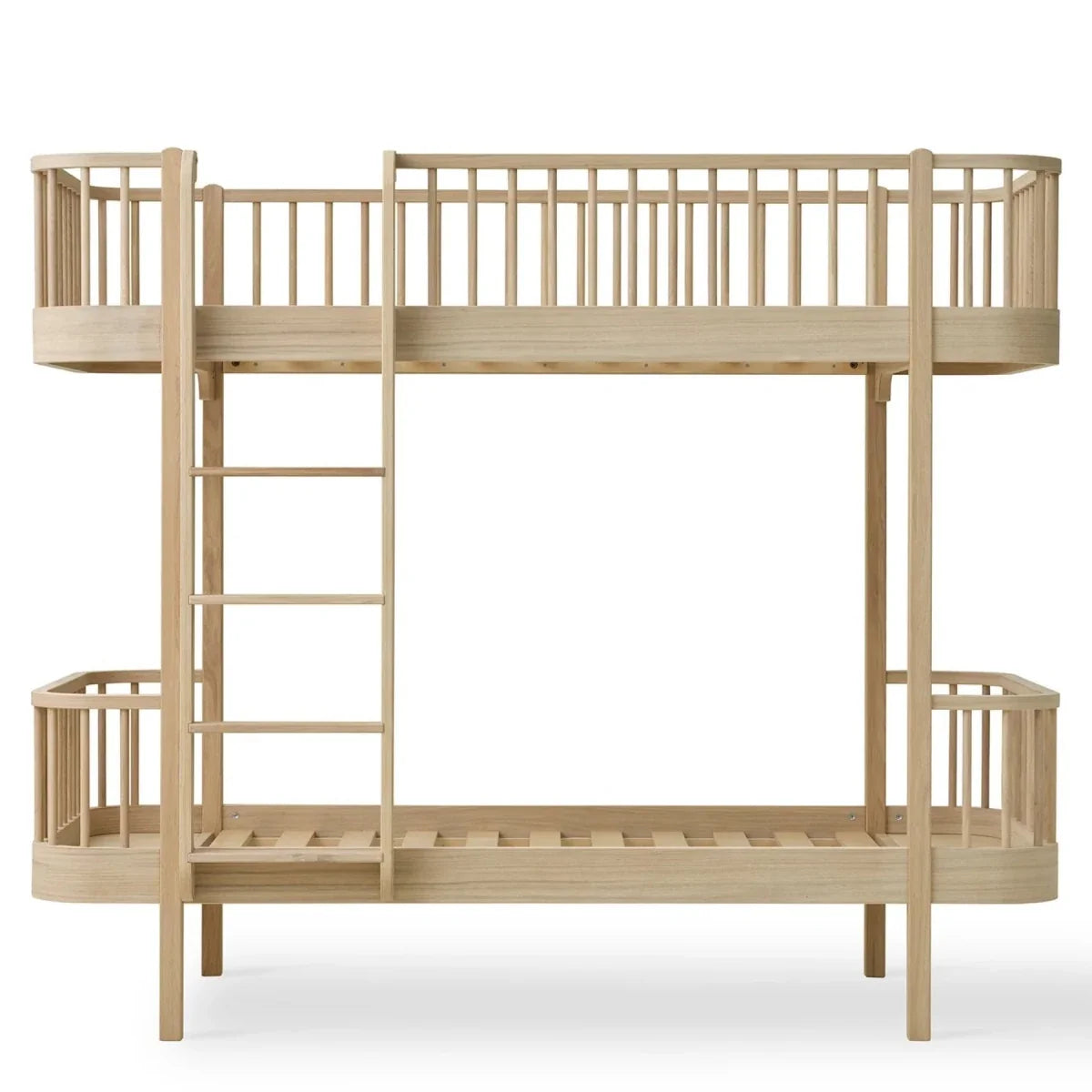 Lit superposé enfant chêne 90x200 cm avec tiroir et barrière de sécurité