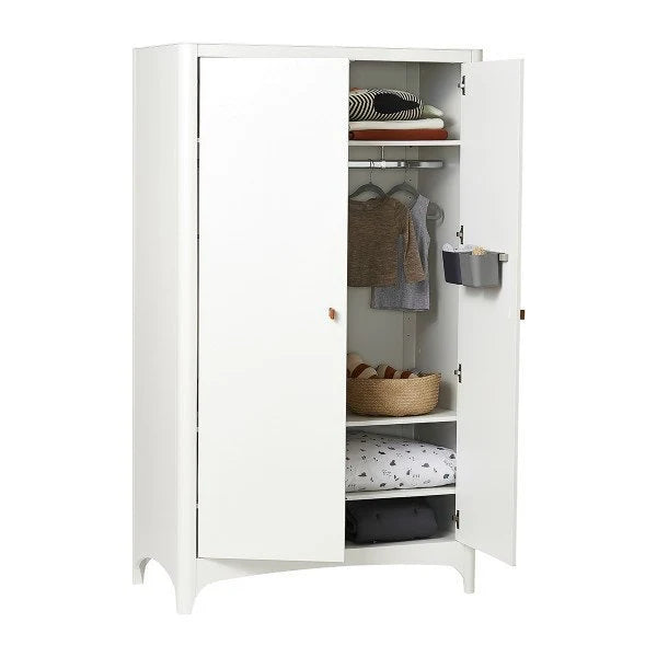 Armoire enfant blanche avec penderie et étagères amovibles