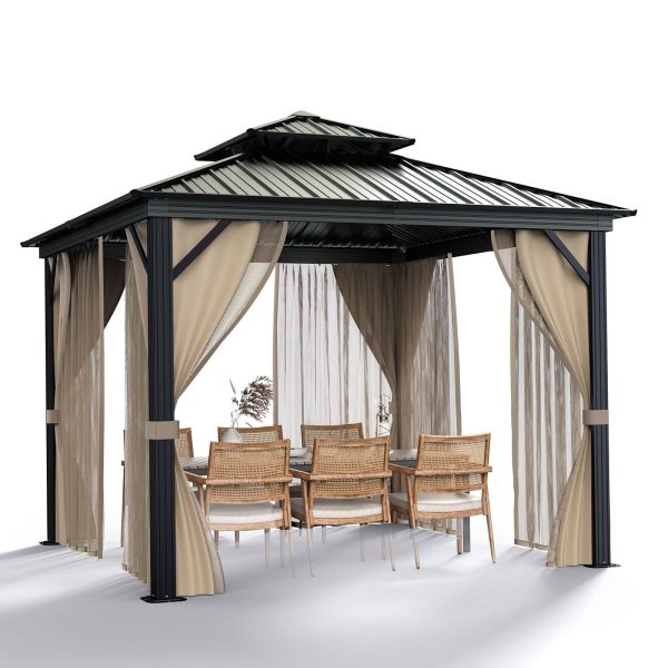 3 Person Aluminum Garden Gazebo - Waterproof Outdoor Canopy with UV Protection