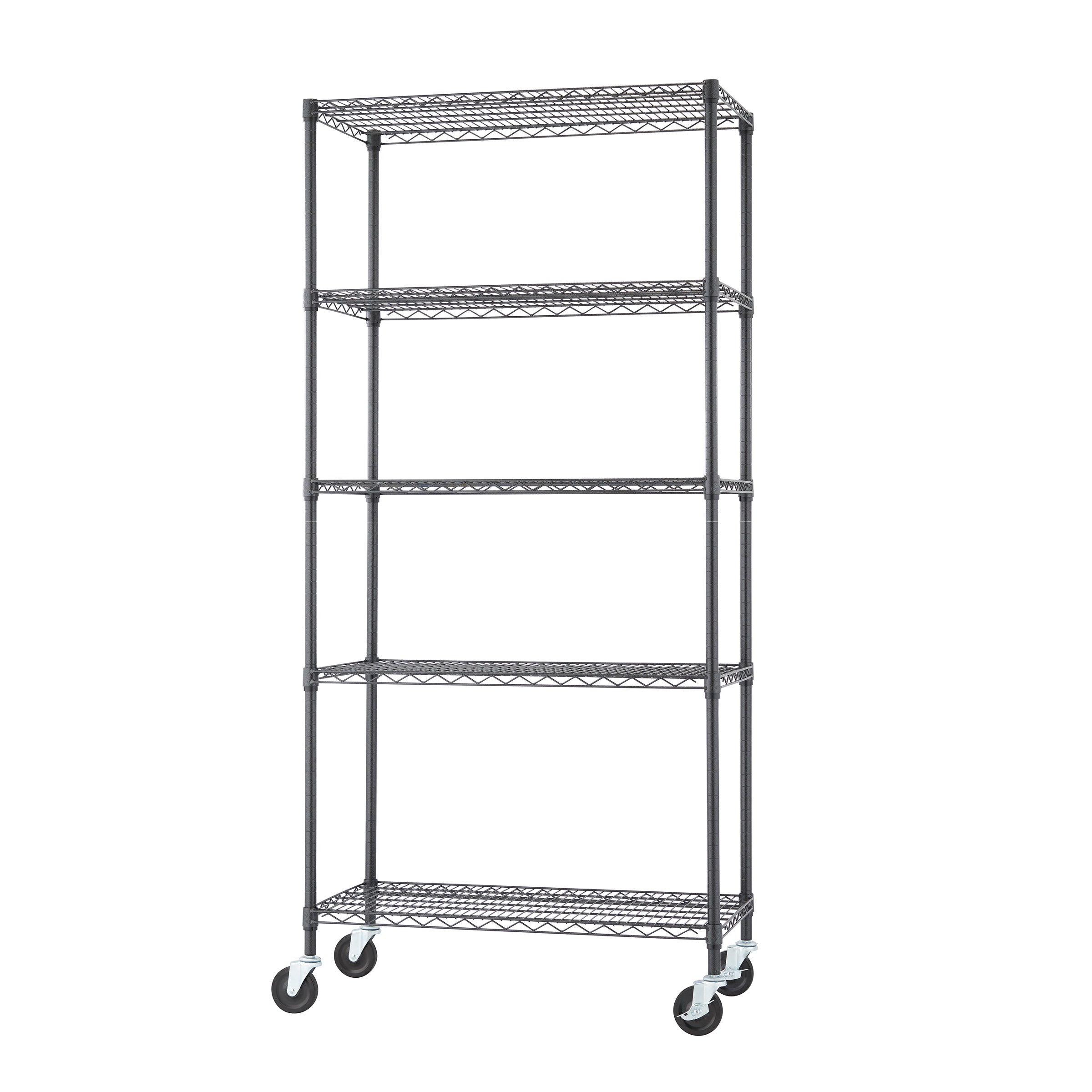 TRINITY 5-tier Wire Shelving Rack, 36' x 18' x 72', Includes Wheels