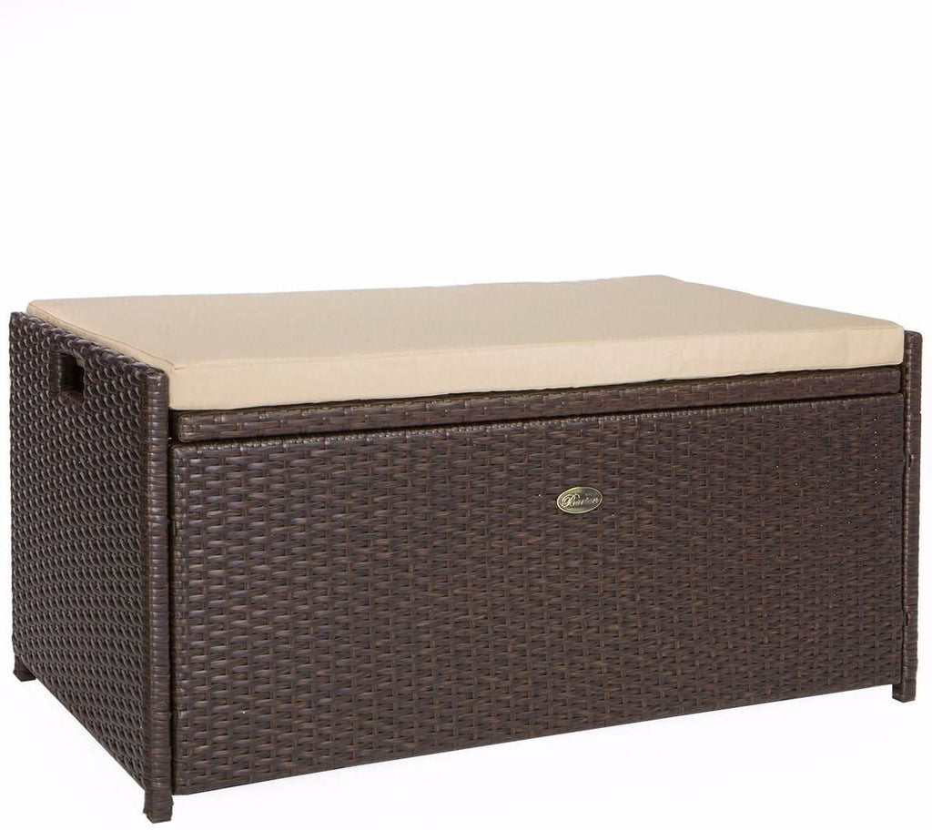 60 Gallon Outdoor Storage Bench - Waterproof Patio Deck Box with Side Handles