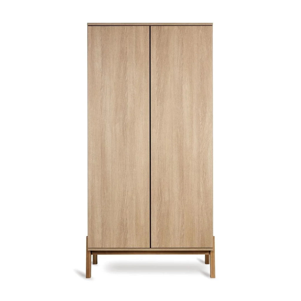 Armoire enfant frêne miel 2 portes avec penderies et étagères réglables
