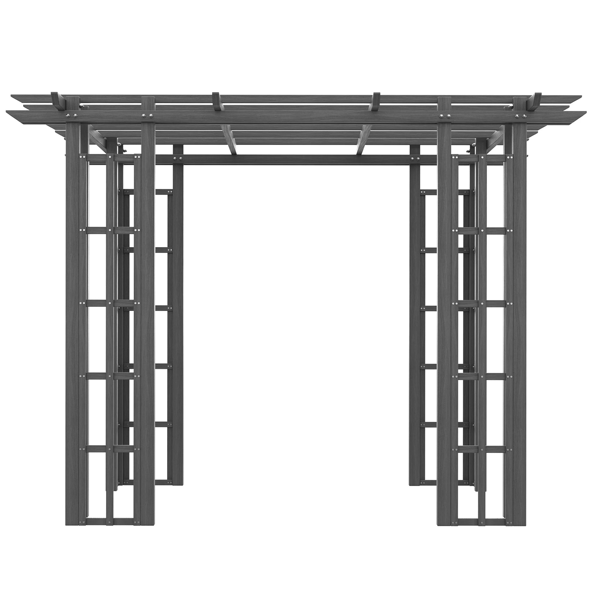 Outsunny 9' x 9' x 7' Dark Grey Vinyl Pergola, Flat Top, Adjustable Canopy