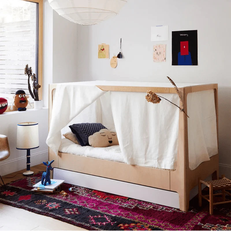 Lit mezzanine enfant 90x200 cm en bouleau avec échelle inclinée