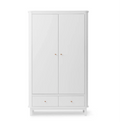 Armoire blanche 2 portes avec penderie, tiroirs et étagères modulables