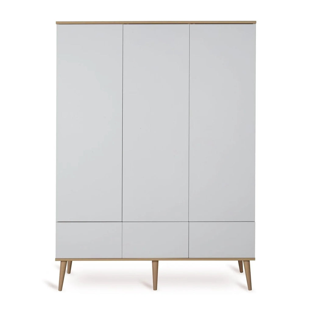 Grande armoire enfant blanche 3 portes avec tiroirs et penderies