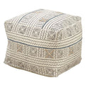 Saro Lifestyle PU663.W 20 x 20 x 14 in. Abstract Design Mudcloth Pouf, White