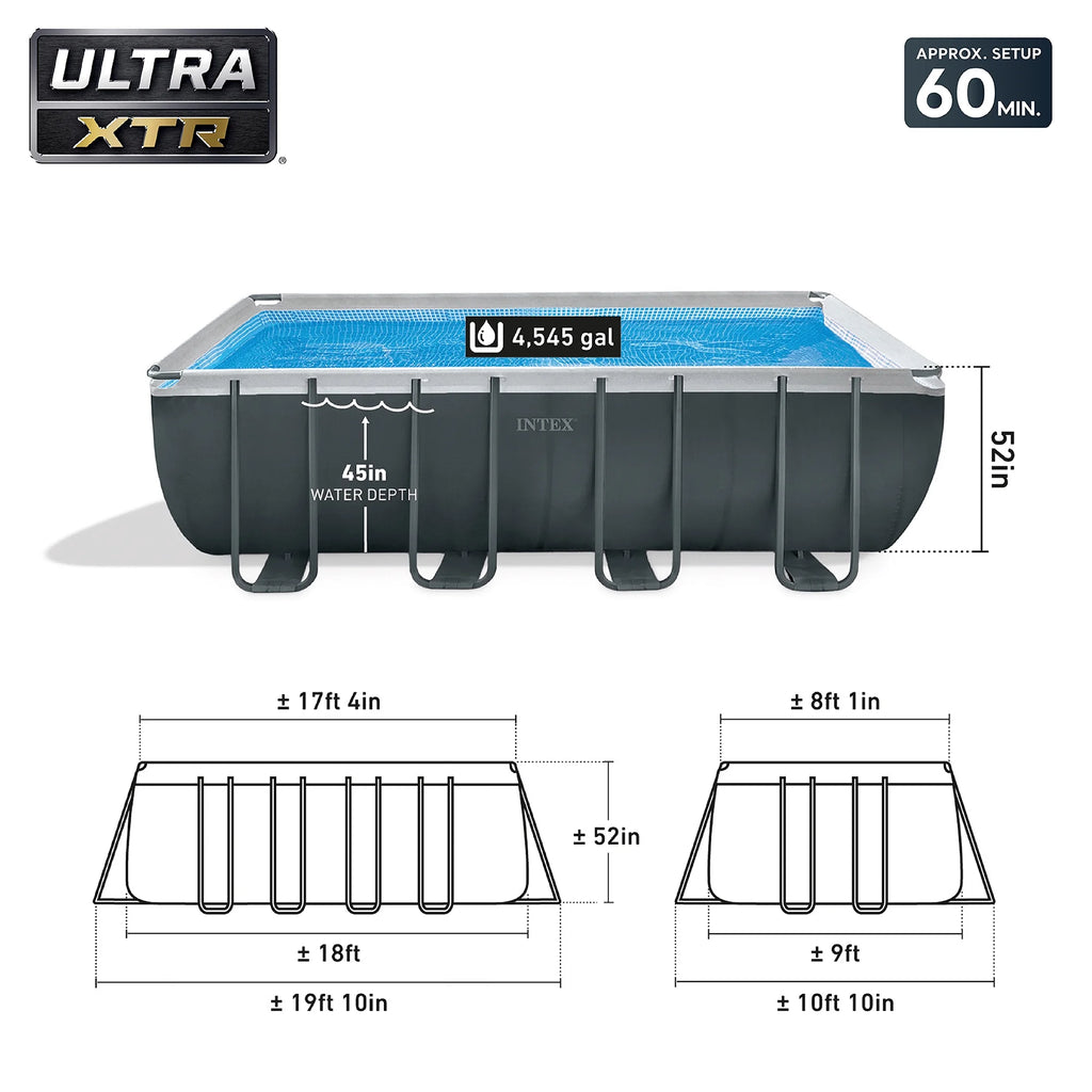 INTEX 18ft x 9ft x 52in Ultra XTR Above Ground Pool and Solar Pool Cover
