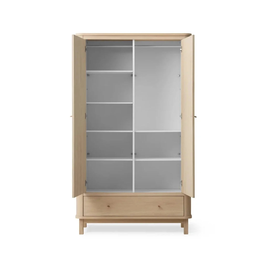 Armoire chêne 2 portes avec penderie, tiroir et étagères ajustables
