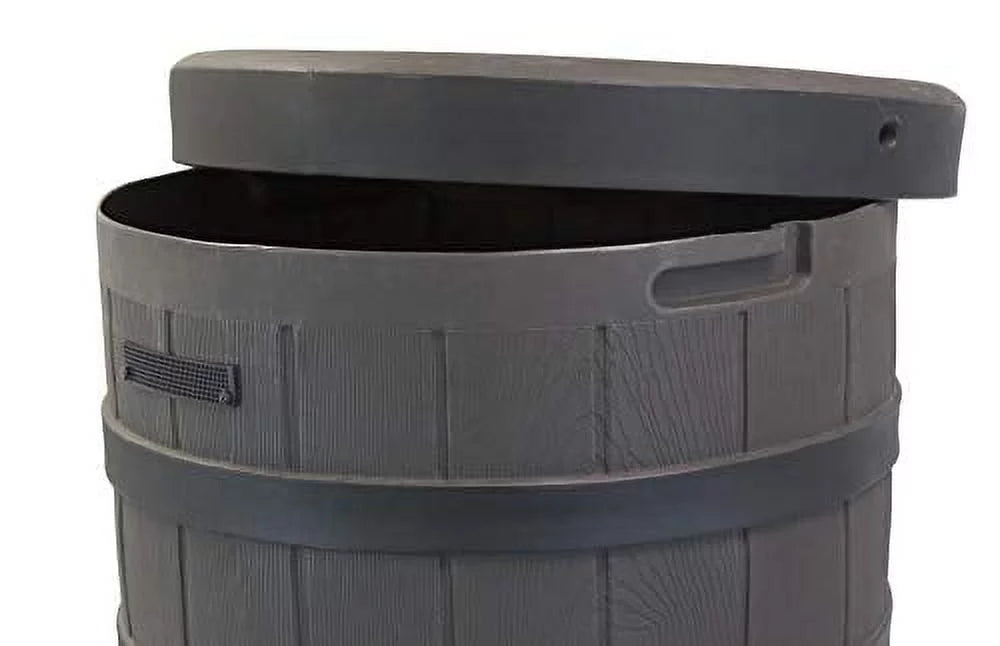 50 Gallon Rain Barrel - Decorative Stone Texture Rainwater Collection Barrel with Brass Spigots