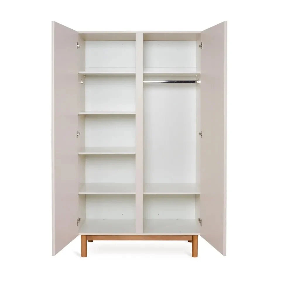 Armoire enfant argile 2 portes avec étagères et penderie