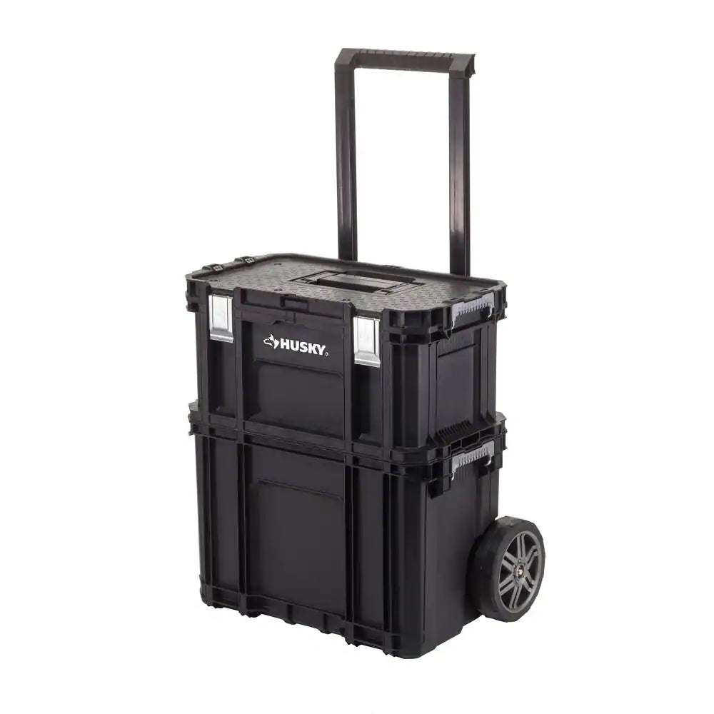 22-Inch Modular Rolling Tool Box System - 3-Piece Mobile Tool Cart with Toolbox & 12-Bin Organizer