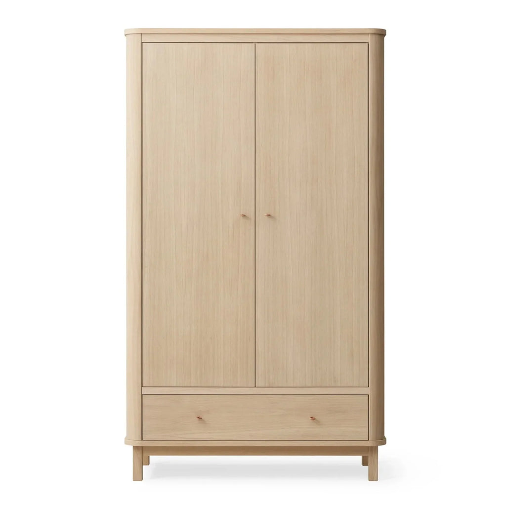 Armoire chêne 2 portes avec penderie, tiroir et étagères ajustables