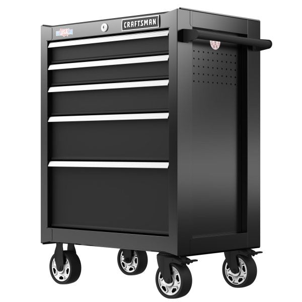CRAFTSMAN 26.5 in. 5-Drawer Steel Rolling Tool Cabinet, Black, 9,266 cu. in. Storage Capacity