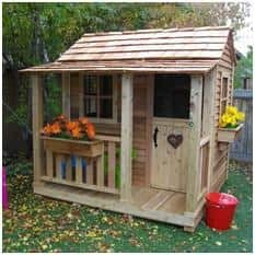 Little Squirt 6x6 ft Wooden Playhouse for Kids, Western Red Cedar Outdoor Playhouse with Screened Windows, Dutch Door & Floor Included