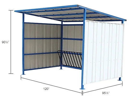 Global Industrial 708408 16 Bike Outdoor Bike Storage Shelter - 120 x 95.5 x 90.06 in.